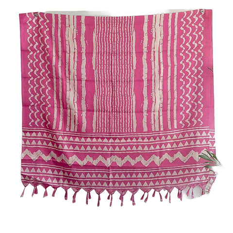 Khadi Cotton Silk Printed Dupattas with Tassels Multi Color Size W 115 Cm X L 230 Cm