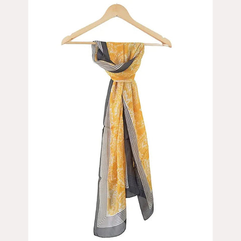 India Scarves Women's Pure Silk Scarf Yellow Size 51X160 indiascarves