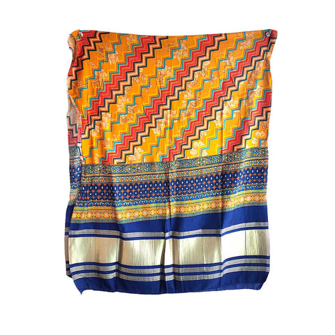 India Scarves Semi Gaji Silk Bandhani Dupatta(Yellow And Blue)
