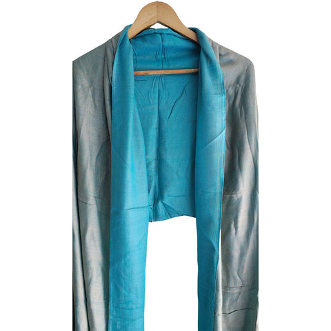 Women's Reversible Silk Viscose Summer Stole, with Fringe Tassels, 185 x 75 cm