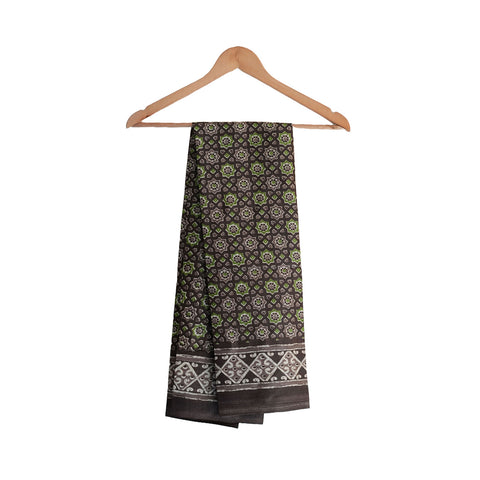 Khadi Cotton Floral Printed Design Dupatta(Brown)