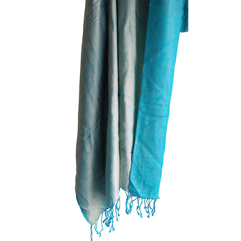 Women's Reversible Silk Viscose Summer Stole, with Fringe Tassels, 185 x 75 cm