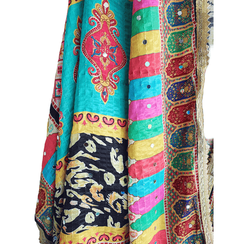 Pakistani Digital Printed Chinnon Multicoloured Dupatta With Heavy Mirror Work