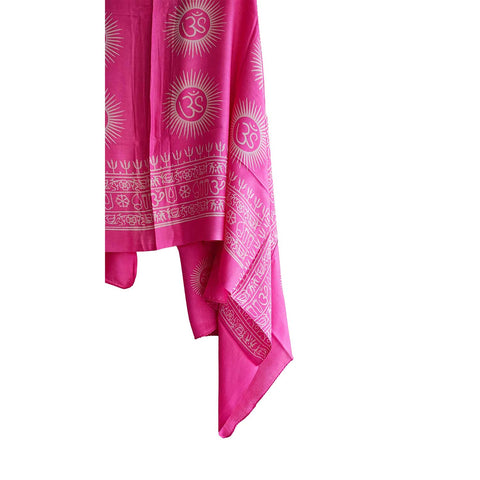 India Scarf Rayon Sarong with Hand-Printed om Motifs( Pink )