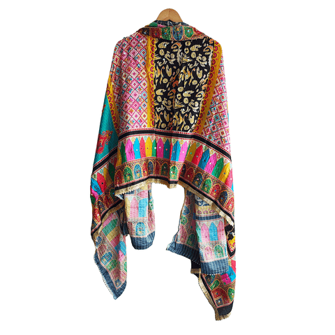 Pakistani Digital Printed Chinnon Multicoloured Dupatta With Heavy Mirror Work