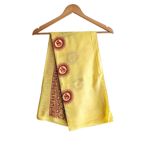 India Scarf Rayon Sarong with Hand-Printed om Motifs( Yellow )