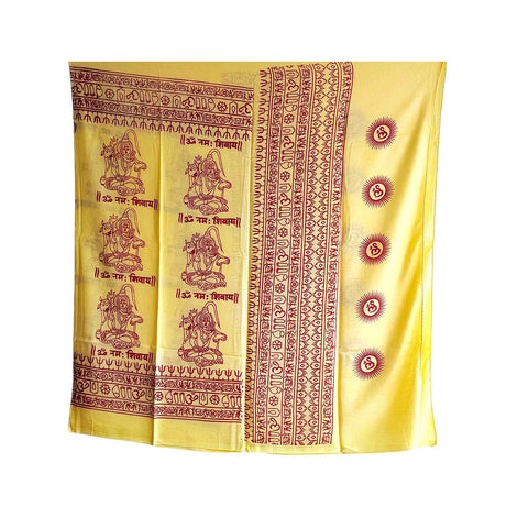 India Scarf Rayon Sarong with Hand-Printed om Motifs( Yellow )