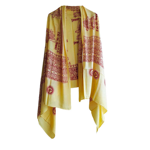 India Scarf Rayon Sarong with Hand-Printed om Motifs( Yellow )
