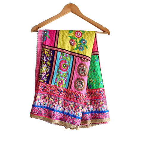 Pakistani Digital Printed Chinnon Multicoloured Dupatta With Heavy Mirror Work