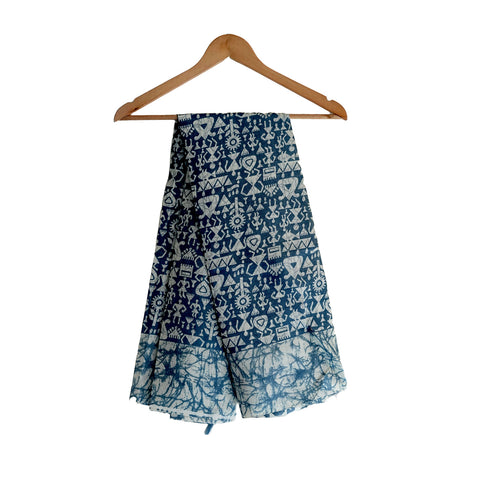 Khadi Cotton Floral Print Design Dupatta(Black And Grey)