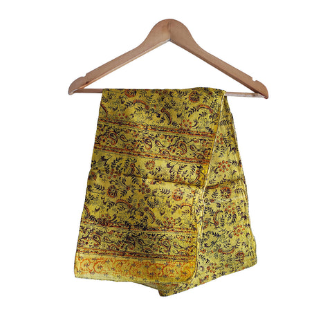 Mustard Yellow Silk Scarf with Traditional Design