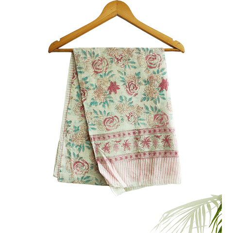 Bagru Block Print Sarong, Sarong Beach Wrap, Cotton Sarong,Pareo, Summer Pareo ,Size 45X80 Inc(Mint green)