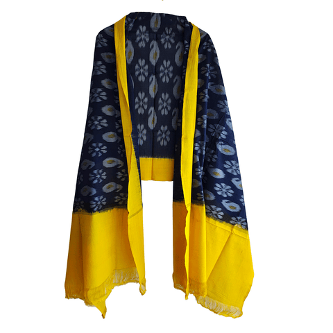 Eternal Beauty Handwoven Pochampally Ikat Silk Dupatta with Zari Elegance