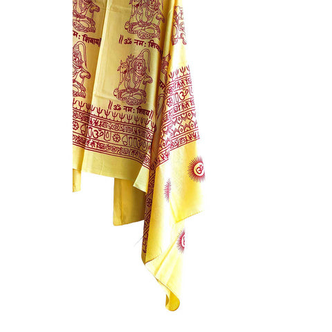 India Scarf Rayon Sarong with Hand-Printed om Motifs( Yellow )