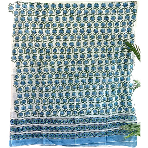 Baagru Hand Block Printed Blue Color Cotton Dupatta 115X225 Cm