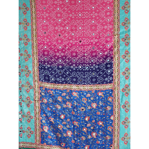 Pakistani Digital Printed Chinnon Multicoloured Dupatta With Heavy Mirror Work
