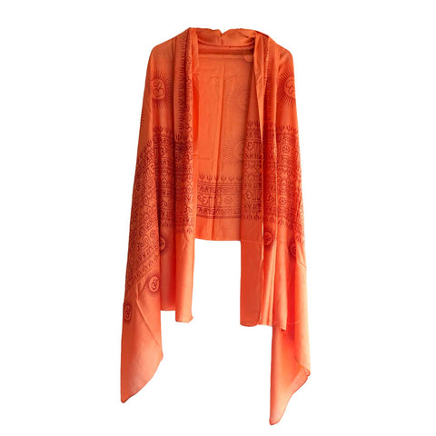 India Scarf Rayon Sarong with Hand-Printed Om Motifs