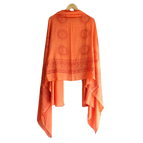 India Scarf Rayon Sarong with Hand-Printed Om Motifs