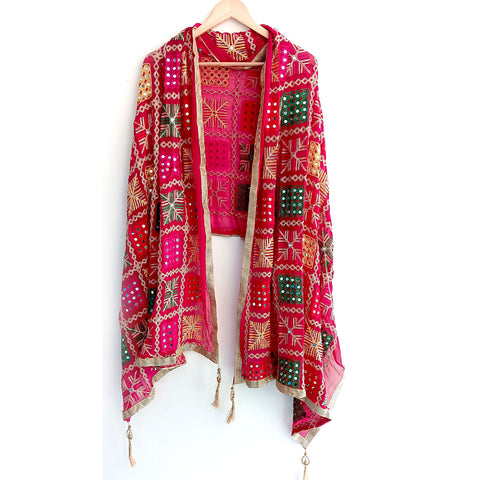 Kutch Embroidery Desigen Ludo Style Function Dupatta Size W 110 Cm X L 220 Cm.