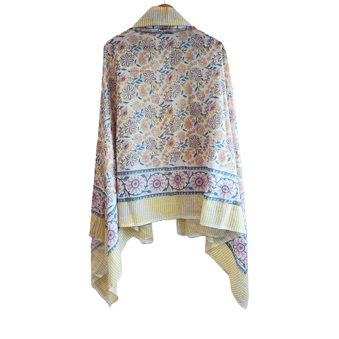 Bagru Block Print Sarong, Sarong Beach Wrap, Cotton Sarong,Pareo, Summer Pareo ,Size 45X80 Inc(Floral Printed )