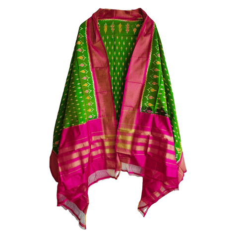 Eternal Beauty Handwoven Pochampally Ikat Silk Dupatta with Zari Elegance