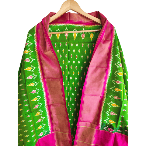 Eternal Beauty Handwoven Pochampally Ikat Silk Dupatta with Zari Elegance