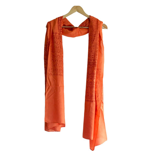 India Scarf Rayon Sarong with Hand-Printed Om Motifs
