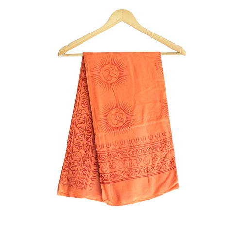 India Scarf Rayon Sarong with Hand-Printed Om Motifs