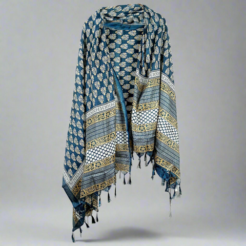 Khadi Cotton Poly Silk Sunflower Plant Print Dupatta