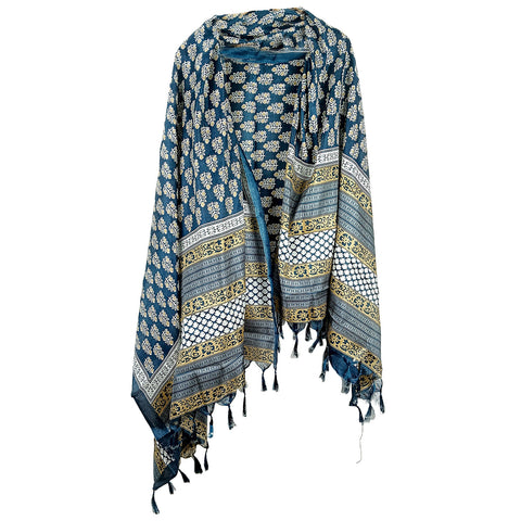 Khadi Cotton Poly Silk Sunflower Plant Print Dupatta