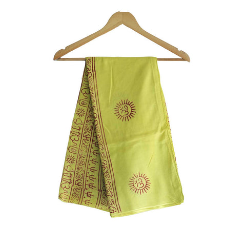 India Scarf Rayon Sarong with Hand-Printed Om Motifs