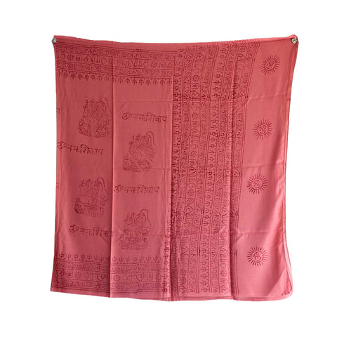 India Scarf Rayon Sarong with Hand-Printed Om Motifs