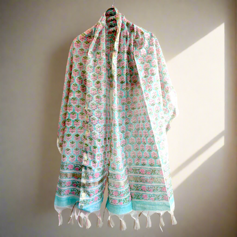Chanderi Hand Block Printed Duptta