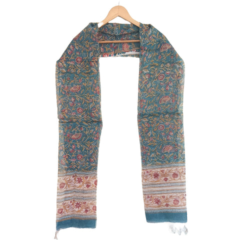India Scarves Bagru Hand Block Floral kota doria silk cotton Dupatta(flower design)