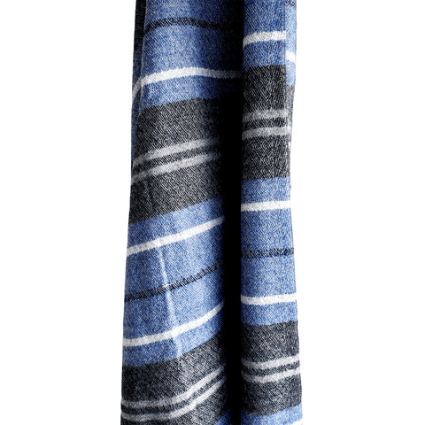 Earthy Elegance Embroidered Wool Stole | Blue | Warm Winter Wrap for Women