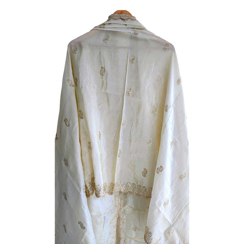 India Scarves Silk Dupatta with Intricate Embroidery