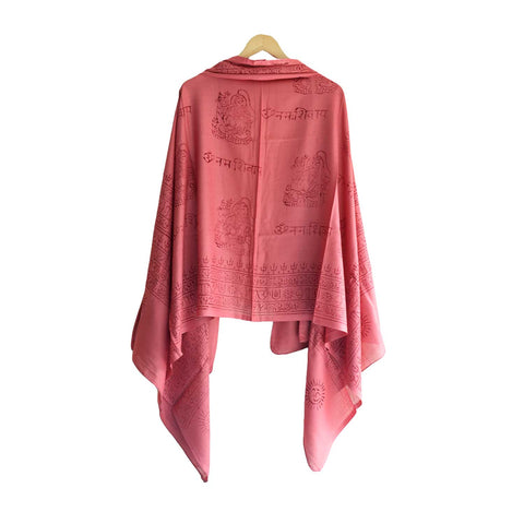 India Scarf Rayon Sarong with Hand-Printed Om Motifs