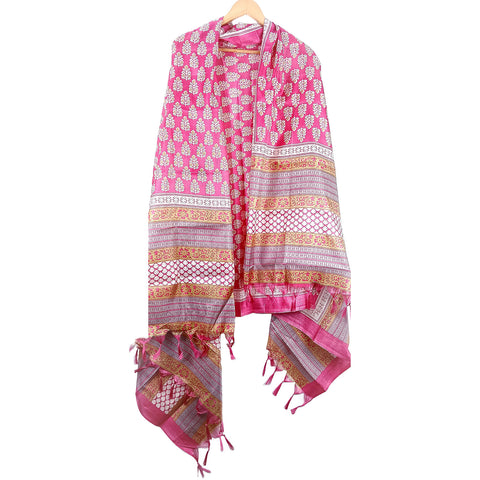 Khadi Cotton Poly Silk Sunflower Plant Print Dupatta