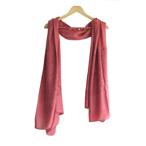 India Scarf Rayon Sarong with Hand-Printed Om Motifs