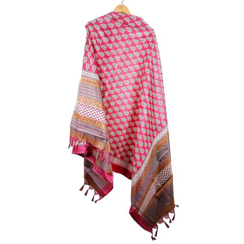 Khadi Cotton Poly Silk Sunflower Plant Print Dupatta