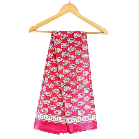 Khadi Cotton Poly Silk Sunflower Plant Print Dupatta