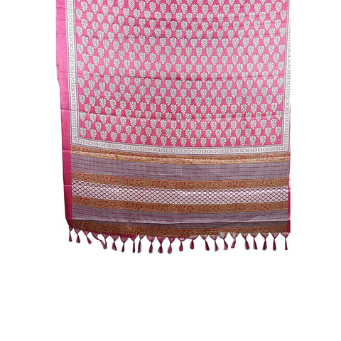 Khadi Cotton Poly Silk Sunflower Plant Print Dupatta