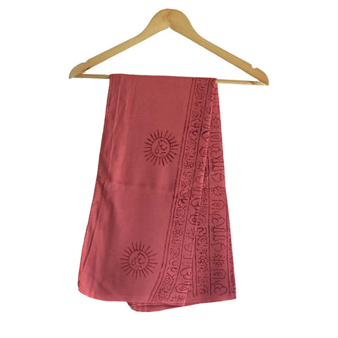 India Scarf Rayon Sarong with Hand-Printed Om Motifs