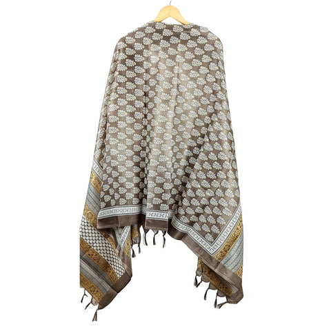 Khadi Cotton Poly Silk Sunflower Plant Print Dupatta