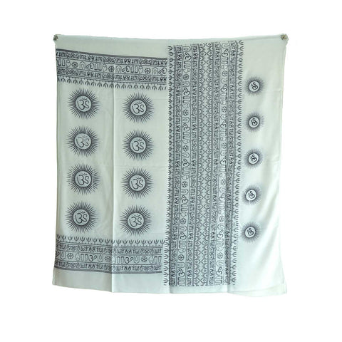 India Scarf Rayon Sarong with Hand-Printed Om Motifs