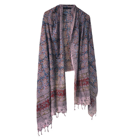 Indian Scarves Women's Kalamkari cotton stole Size 73x194 cm