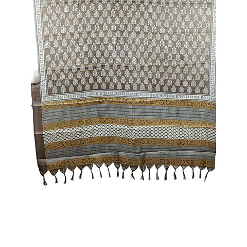 Khadi Cotton Poly Silk Sunflower Plant Print Dupatta