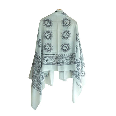 India Scarf Rayon Sarong with Hand-Printed Om Motifs