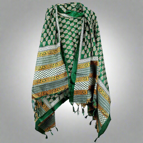 Khadi Cotton Poly Silk Sunflower Plant Print Dupatta