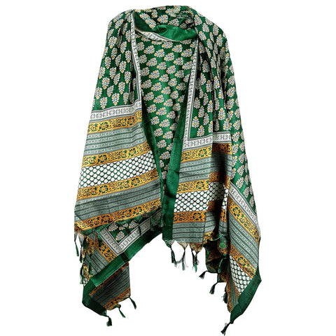 Khadi Cotton Poly Silk Sunflower Plant Print Dupatta